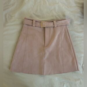 Zara Suede Effect Blush Belted Skirt
